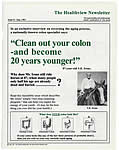 Healthview Newsletter #1 Interview with VE Irons - Clean out your Colon, July 83